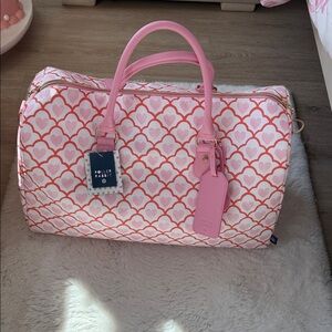 Roller Rabbit Pink and White Heart Travel Bag